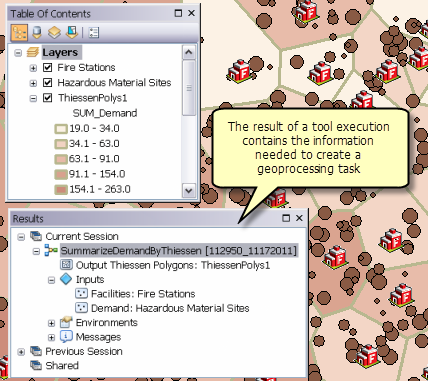 A result contains all the information ArcGIS needs to construct a geoprocessing task